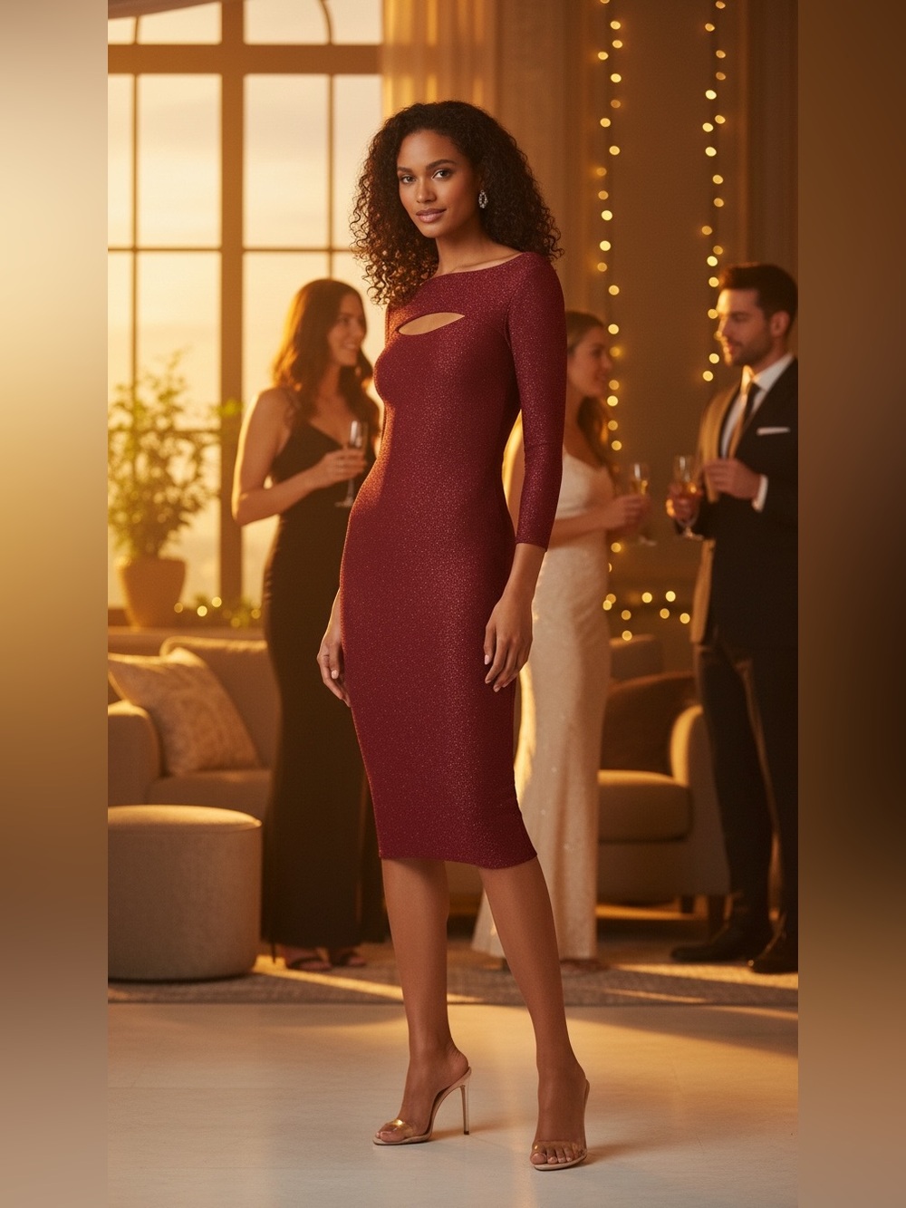 NWT MISA Los Angeles LISETTE DRESS* Knits In Crimson size large - Picture 15 of 15